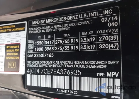 2014 Mercedes-Benz Gl 450 4Matic z USA, uszkodzony, nr VIN 4JGDF7CE7EA376935